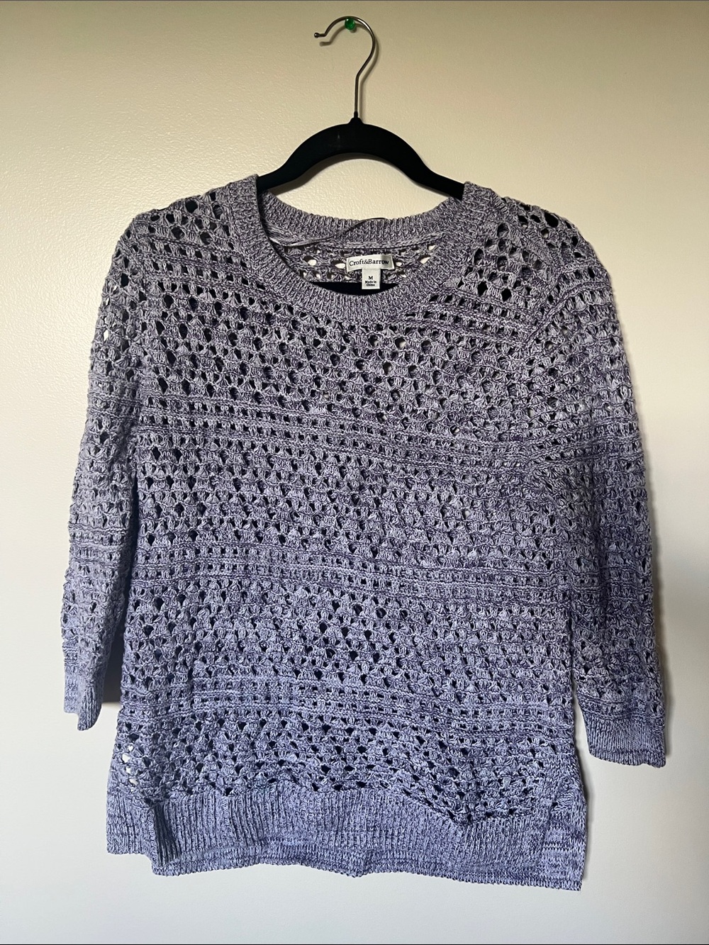 croft & barrow Lavender Open-Knit Crewneck Sweater